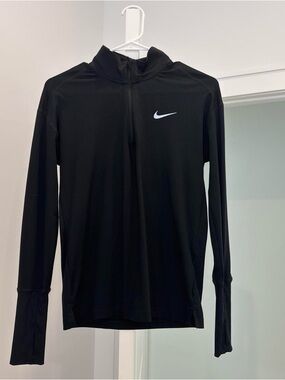 Nike Black Quarter-Zip Performance Top with White Swoosh